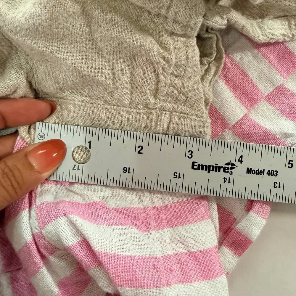 Old Navy Lot of 2 Linen Blend Pull On Shorts 2X Pink Stripe Beige Summer Travel - Picture 5 of 9